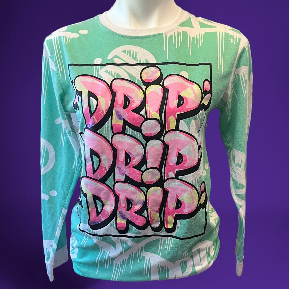 OG Hustle Shirt Drip Drip Drip Bleach Tie Dye Long Sleeve Streetwear Hype Skater